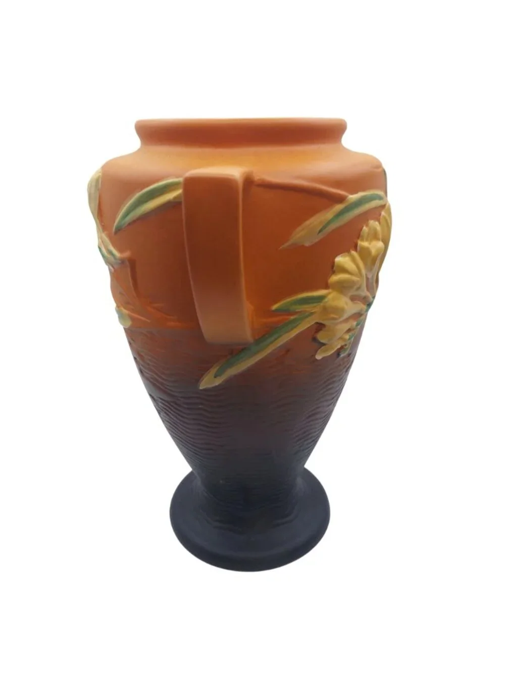 Roseville Pottery Vase Freesia Two Handle Pedestal Floral Vintage Reproduction